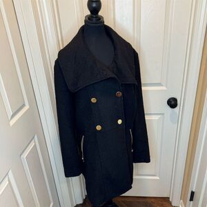 Liz Claiborne Women's Double-Breasted Peacoat Black Size M